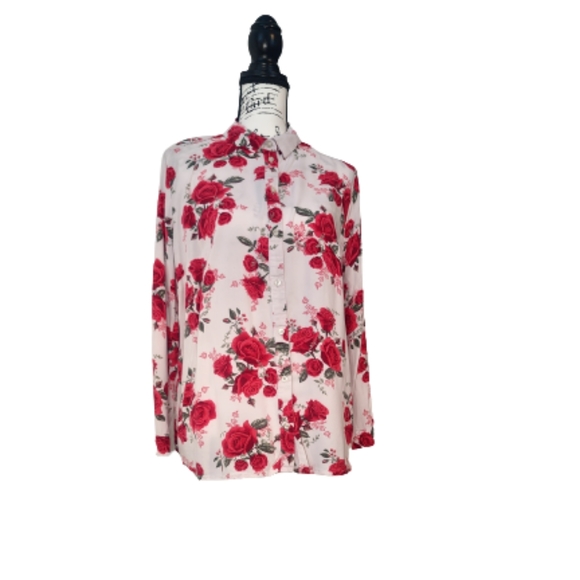 H&M Divided Rose Viscose Plus Size Blouse - Picture 6 of 12